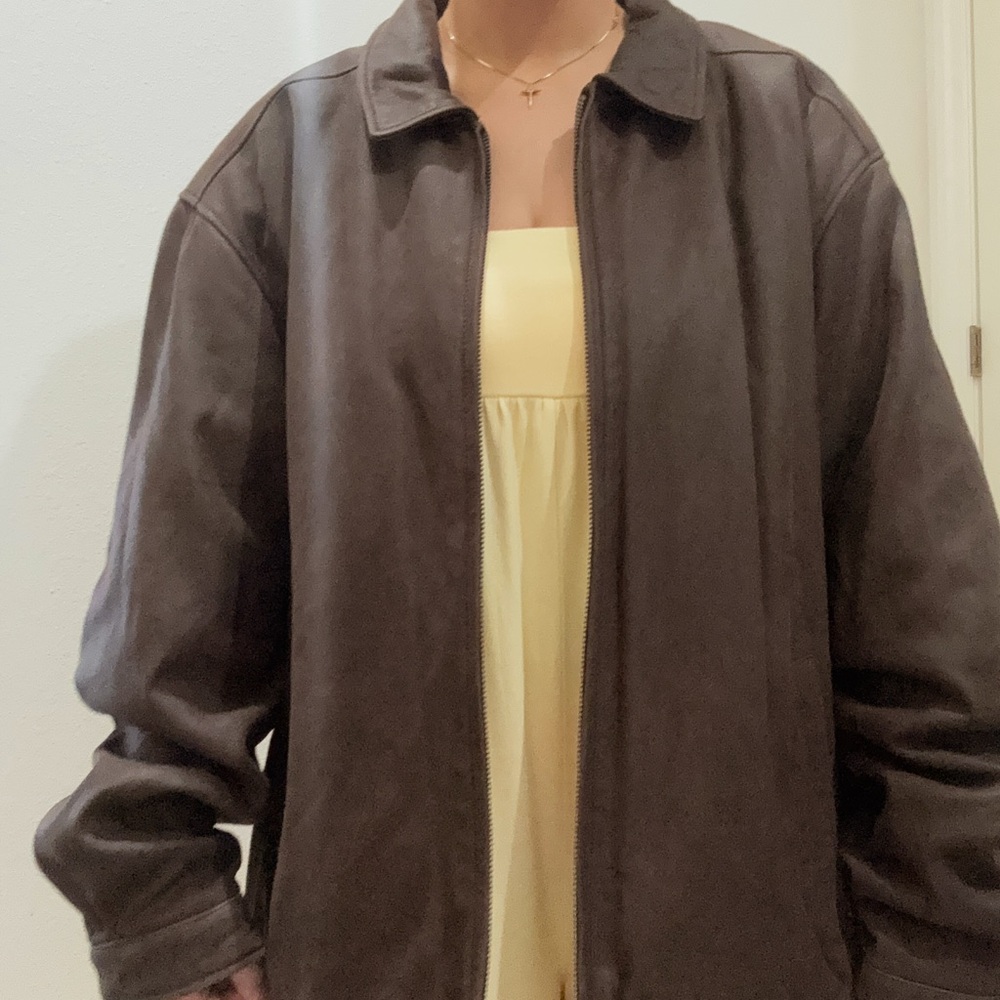 Croft & Barrow Genuine Leather Bomber Jacket - Picture 2 of 5